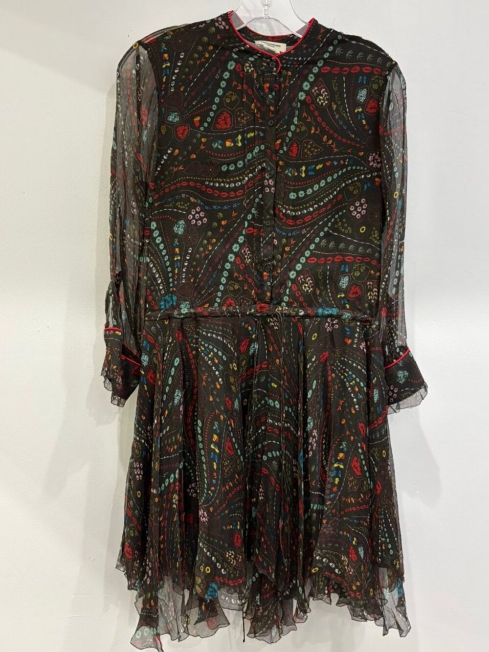 Zadig & Voltaire Deluxe Ranil Psyche Black Floral Silk Dress Medium